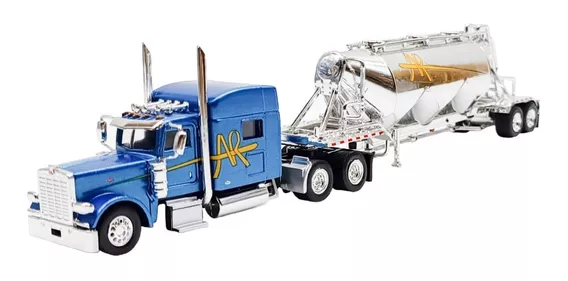 Tráiler Escala 1/87 Peterbilt 389 Remolque Pneumatic Azul