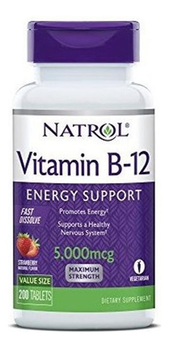 Vitamina B12 5000 Mcg Alta Potencia Fresa 200 Tabletas