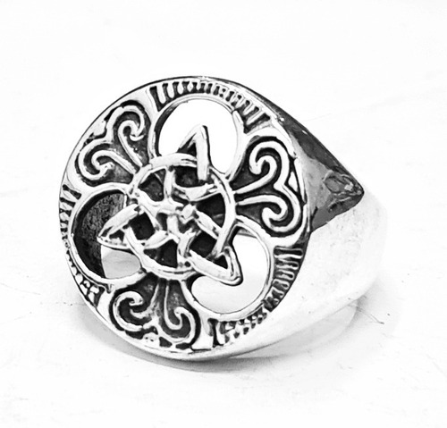 Anillo Celta Triqueta Y Nudo En Plata 1,8 Cm 12 Gr Art 1430