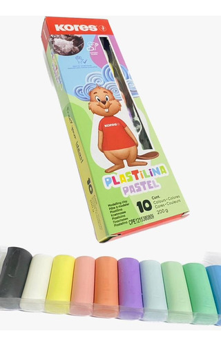 Plastilina Escolar 10 Barras Kores Pasteles