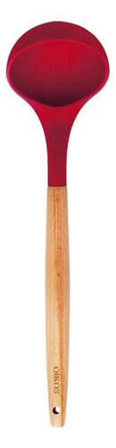 Concha Silicone Bambu 32cm Utensílio Cozinha Feijão Sopa Cor Vermelho