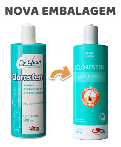 Shampoo Antibacteriano Agener Dr.clean Cloresten 500 Ml