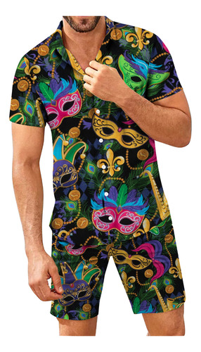 Suave Conjunto De Ropa De Playa Hawaiana Para Hombre, Camisa