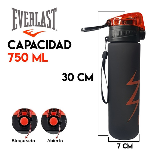 Imagen 3 de 10 de Botella Deportiva Everlast Original 750 Ml Trainning Sport