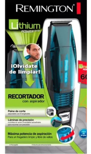Kit Cortabarba Remington Vpg6530 Con Aspirador Autonomia 60 Color Azul Acero