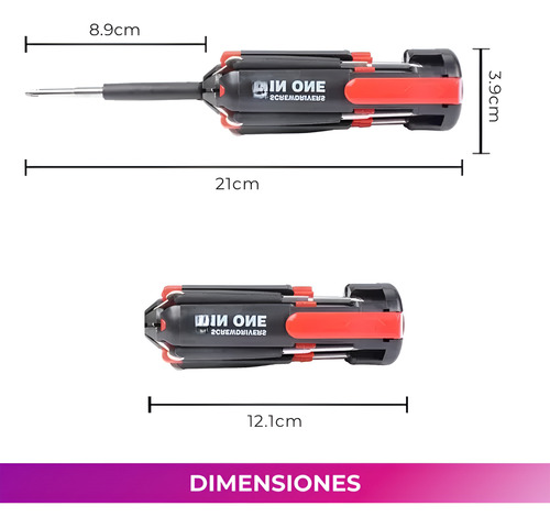 Destornillador 6en1 Linterna Integrada Pila Multifuncional