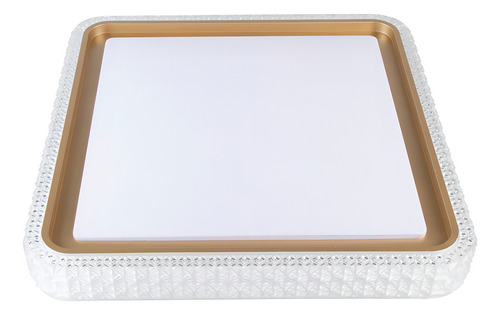 Plafon Led Kenle Cristal 36w Quadrado Dourado 3 Temperaturas