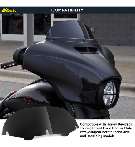Parabrisas Redondo 17.8 Cm Para Harley Davidson Touring Negr