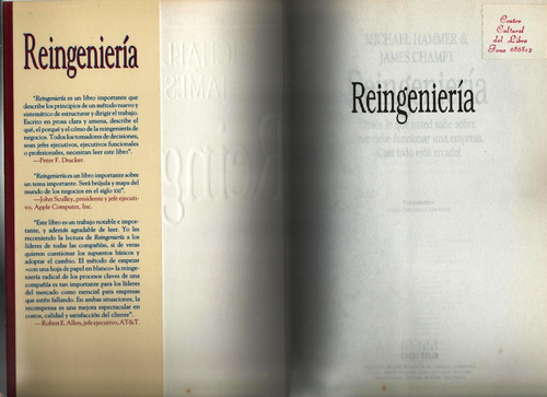 Reingeniería, Michael Hammer Y James Champy, (Usado)