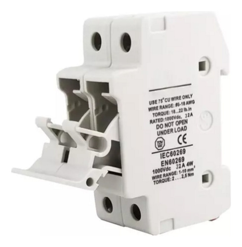 Portafusible Para Solar 2 Polos 1000vcc 10x38mm 32a