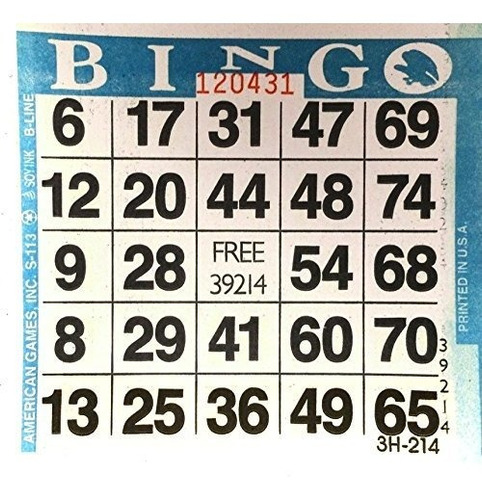 American Games 1 En Las Hojas De La Tarjeta De Papel Bingo A