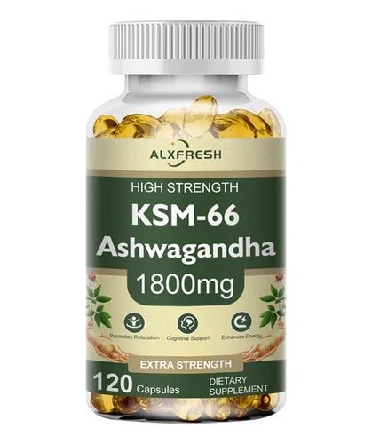 Ksm-66 Ashwagandha 1800mg 100% Natural Fuerza Extra 60cap.