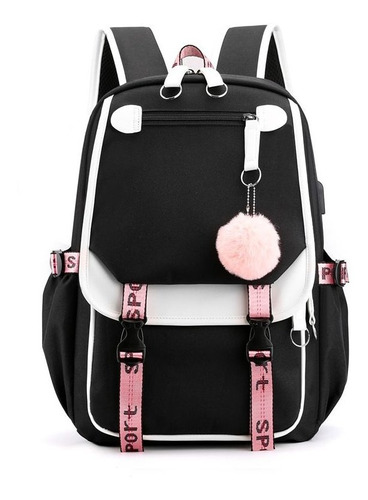 Mochila Coreana Kawaii Para Jóvenes Con Puerto Usb A