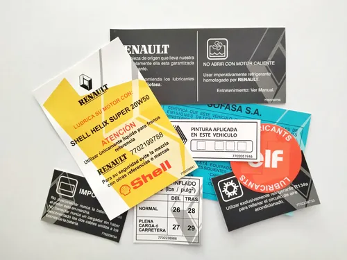 Calcomanías Informativas Capot Para Renault 9, 12, 18, 21