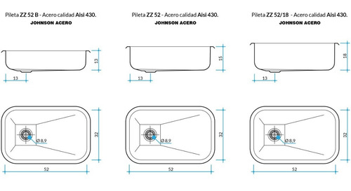 Imagen 2 de 6 de Pileta Bacha Cocina Johnson Acero Zz52/18