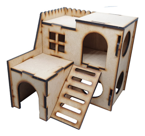 Casa Casita Para Hamster Topo Ruso De Madera 2 Piso Roedores