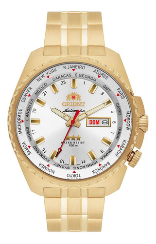 Relógio Orient Masculino Automático 469gp057f S1kx Cor da correia Dourado Cor do bisel Dourado Cor do fundo Prateado