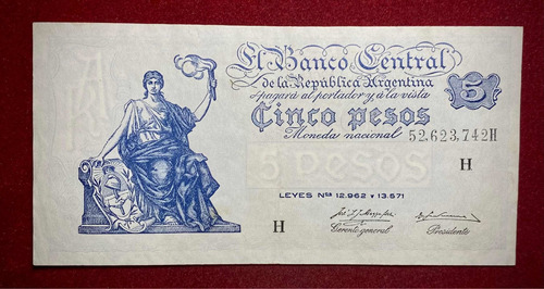 Billete 5 Pesos Argentina Bottero 1873 Ex++ Oferta