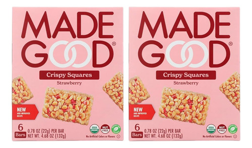 Madegood Cuadrados Crujientes De Fresa, 6 Refrigerios Saluda