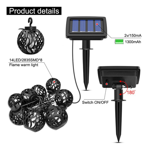 Luces Solares De Cadena Led Patio Jardín Jardín Luces