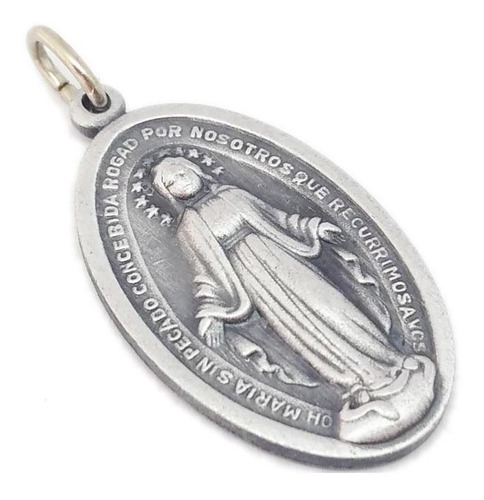 Medalla Virgen Milagrosa - Doble Cara - Cadena -  22mm / Al