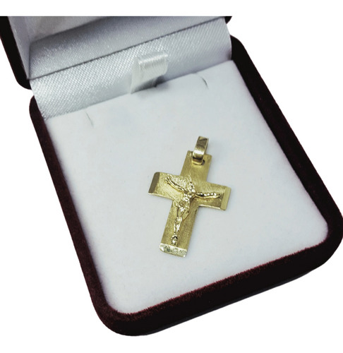 Dije Cruz Con Cristo Oro 18 K 3.1 Grs Arenada Bordes Pulidos