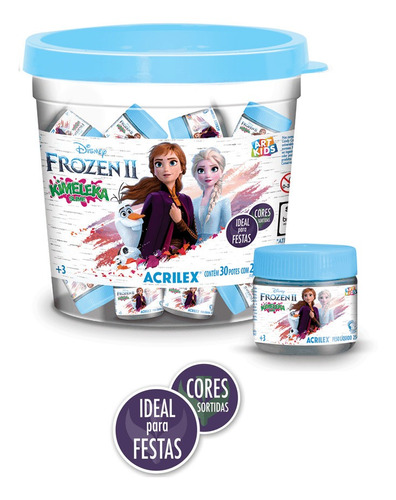 Balde Kimeleka Slime Frozen 2 Com 30 Potinhos 25g - Acrilex