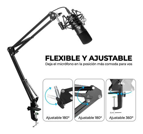 Imagen 4 de 10 de Soporte Brazo Articulado De Mesa Para Mic Condensador Cuotas
