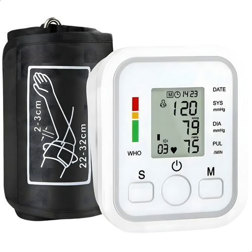 Aparelho Medidor De Pressão Arterial Digital Inteligente Automatico Voz Usb Pilhas Cor Branco