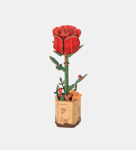 Puzzle 3d - Flores De Madera - Red Rose - Rowood