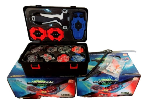 Super Maleta Beyblade Top 8 Pcs Launcher Bey Blade Juguetes