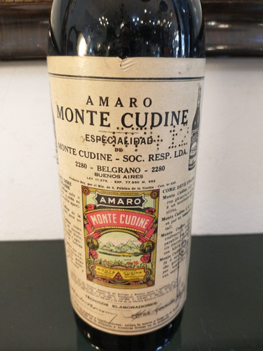 Imagen 5 de 10 de Antigua Botella De Amaro Monte Cudine 950cc