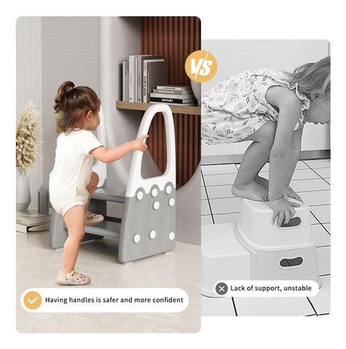 Taburete Joylico De Dos Escalones Con Pasamanos Para Bebés Y