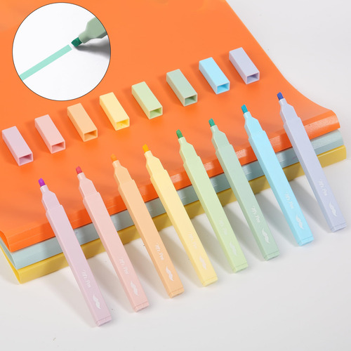 Resaltadores Estéticos 8 Piezas Punta De Cincel Colores Past