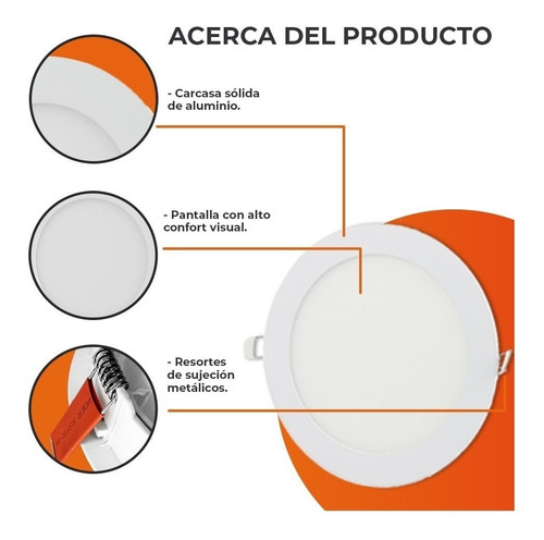 Imagen 5 de 10 de Lampara Empotrado En Techo Blanco 12w Luz Suave Cálida 12ydl