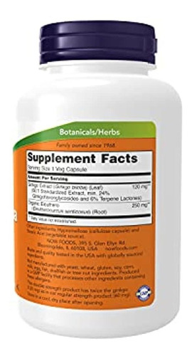 Now Supplements, Ginkgo Biloba 120 Mg, Doble Potencia, Verif