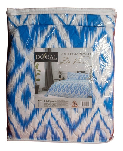 Cubrecama Quilt 1,5 Plazas Estampado Hotpress Doral Diseño 3