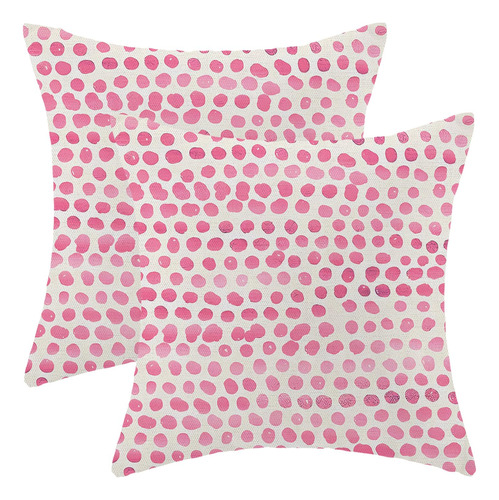 Funda De Almohada Lunares Rosados 45x45 Cm Exterior Sofá