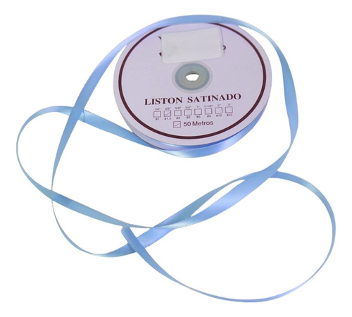 Listón Satinado Económico Satinado 2 Caras 1cm Con 50 Metros Color Celeste Lisa