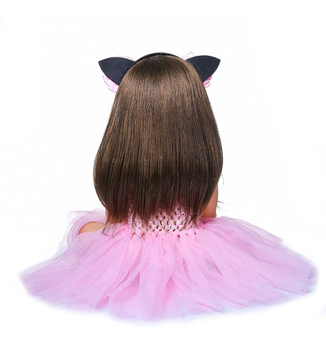 Imagem 7 de 8 de Boneca Bebê Reborn Menina Silicone 48cm Olhos Castanho Ig520