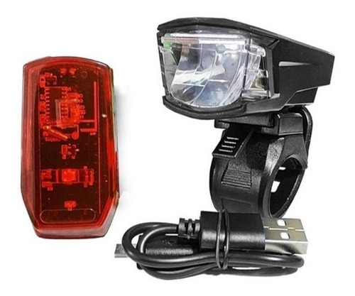 Farol E Pisca Absolute Usb Led Bike Jy-7059b + Jy-6069b