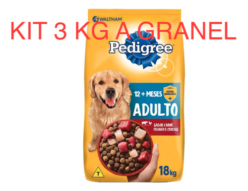 Kit 3 Kg A Granel Pedigree Carne, Frango E Cereais  Adulto