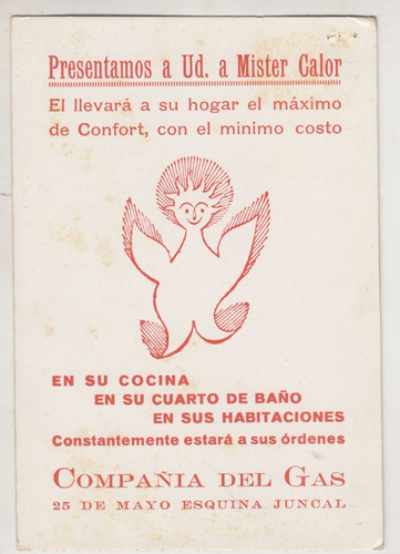 1920's Tarjeta Publicidad Compañia Del Gas Uruguay Vintage