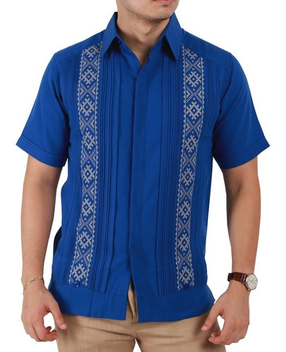 Guayabera Yucateca Bordada En Punto De Cruz, Mod. Hocabá. 