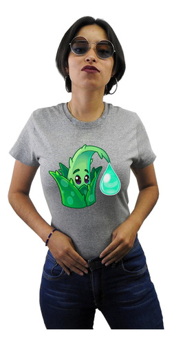 Playera Panda Gris De Plantas Vs Zombies Aloe Pvz