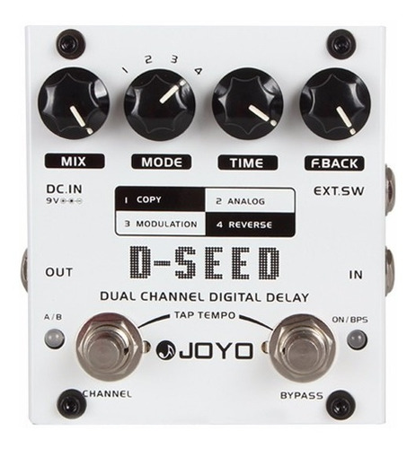 Imagen 2 de 6 de Pedal De Delay Joyo D-seed Dos Canales Tap Tempo 4 Modos
