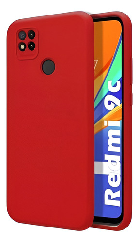 Funda Silicona Case Para Redmi 9c Felpa Interior Rojo Lisa