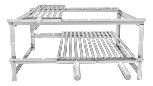 Suporte Fixo 72cm Inox Churrasco + 3 Grelhas Argentinas