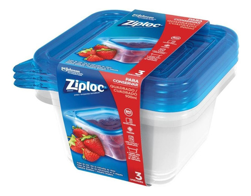 Ziploc Pote 900ml Com 3 Unidades