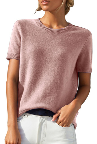Blusa Holgada Con Cuello Redondo Y Manga Corta Para Mujer I